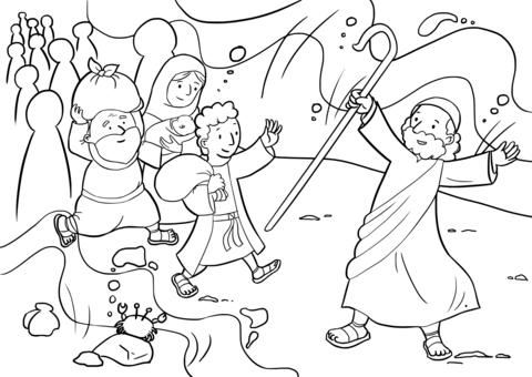 Israelites Cross The Red Sea Coloring Page